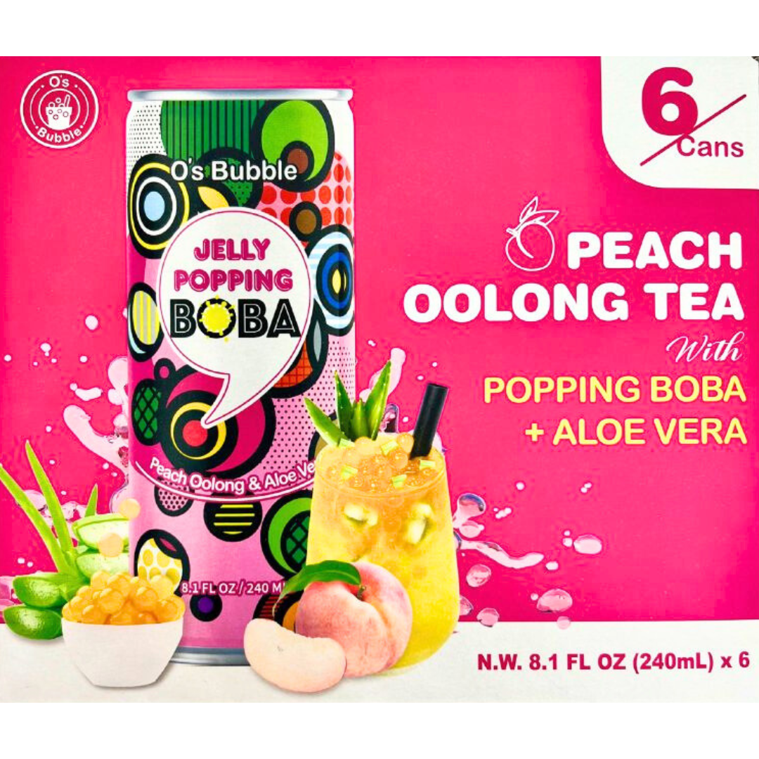 O'S BUBBLE Peach Oolong Tea Can 240ml x 6ea (BBD: 10/Nov/2025)