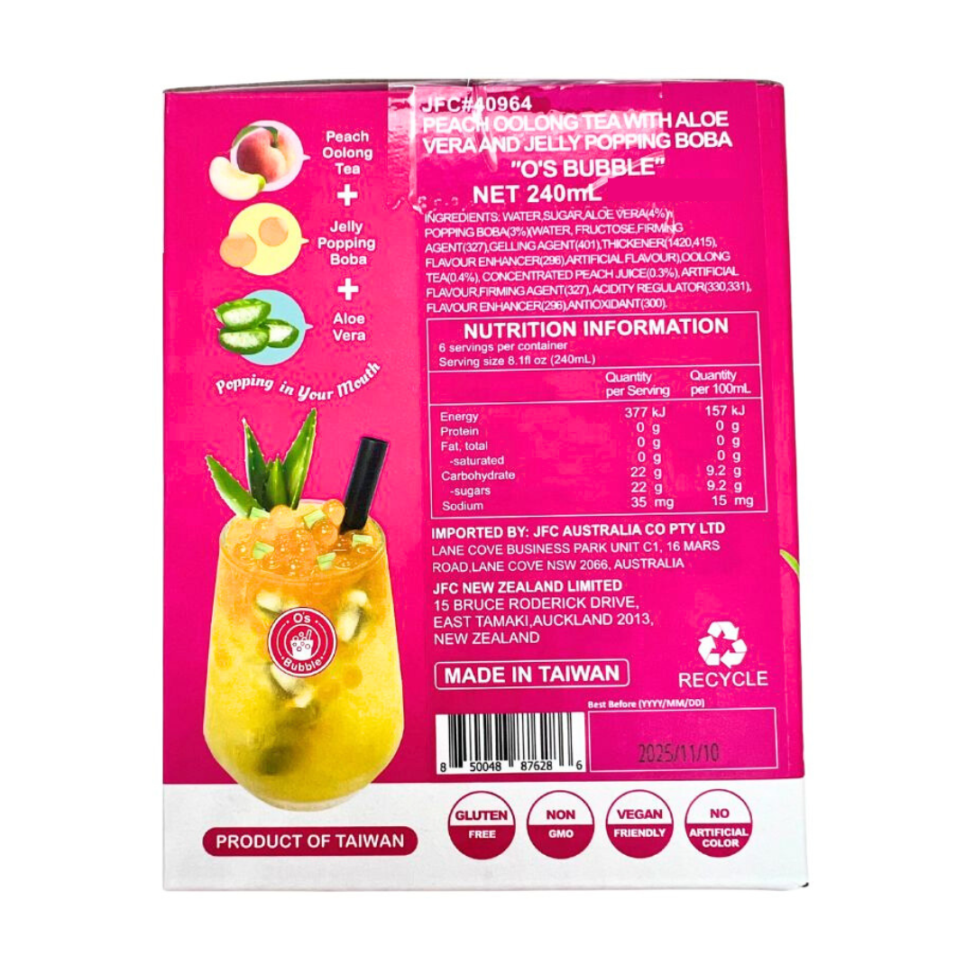O'S BUBBLE Peach Oolong Tea Can 240ml x 6ea (BBD: 10/Nov/2025)