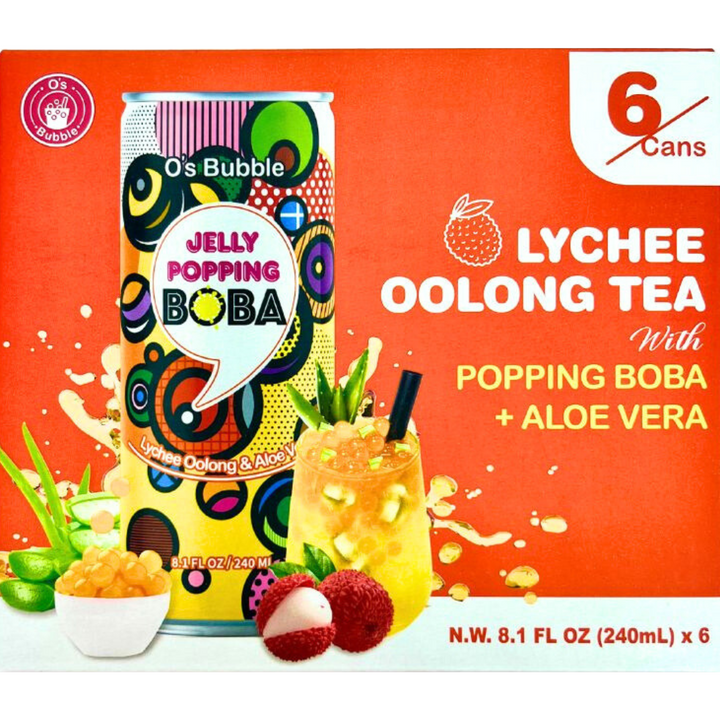 O'S BUBBLE Lychee Oolong Tea Can 240ml x 6ea (BBD: 10/Nov/2025)