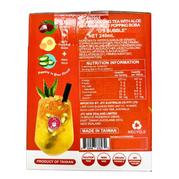 O'S BUBBLE Lychee Oolong Tea Can 240ml x 6ea (BBD: 10/Nov/2025)