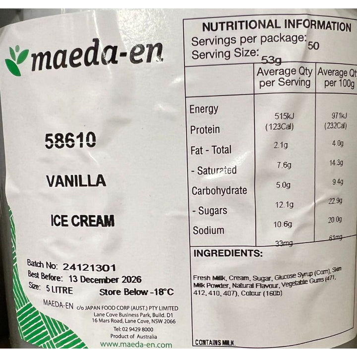 Vanilla Ice Cream 5L