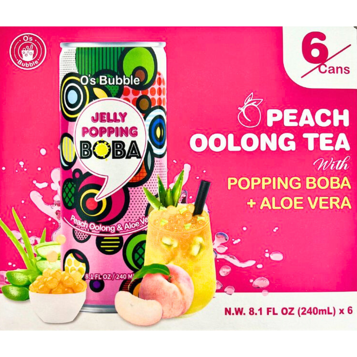 O'S BUBBLE Peach Oolong Tea Can 240ml x 6ea