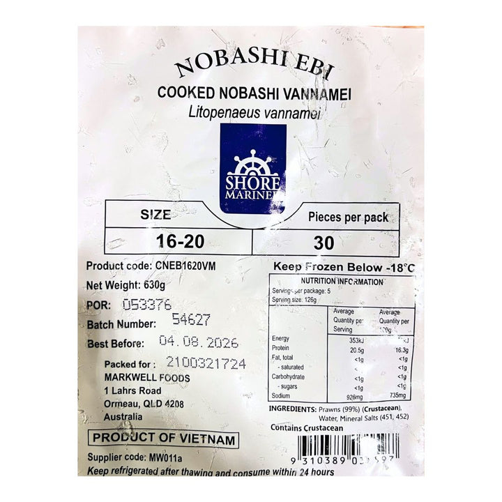 Cooked Nobashi Ebi 30pcs