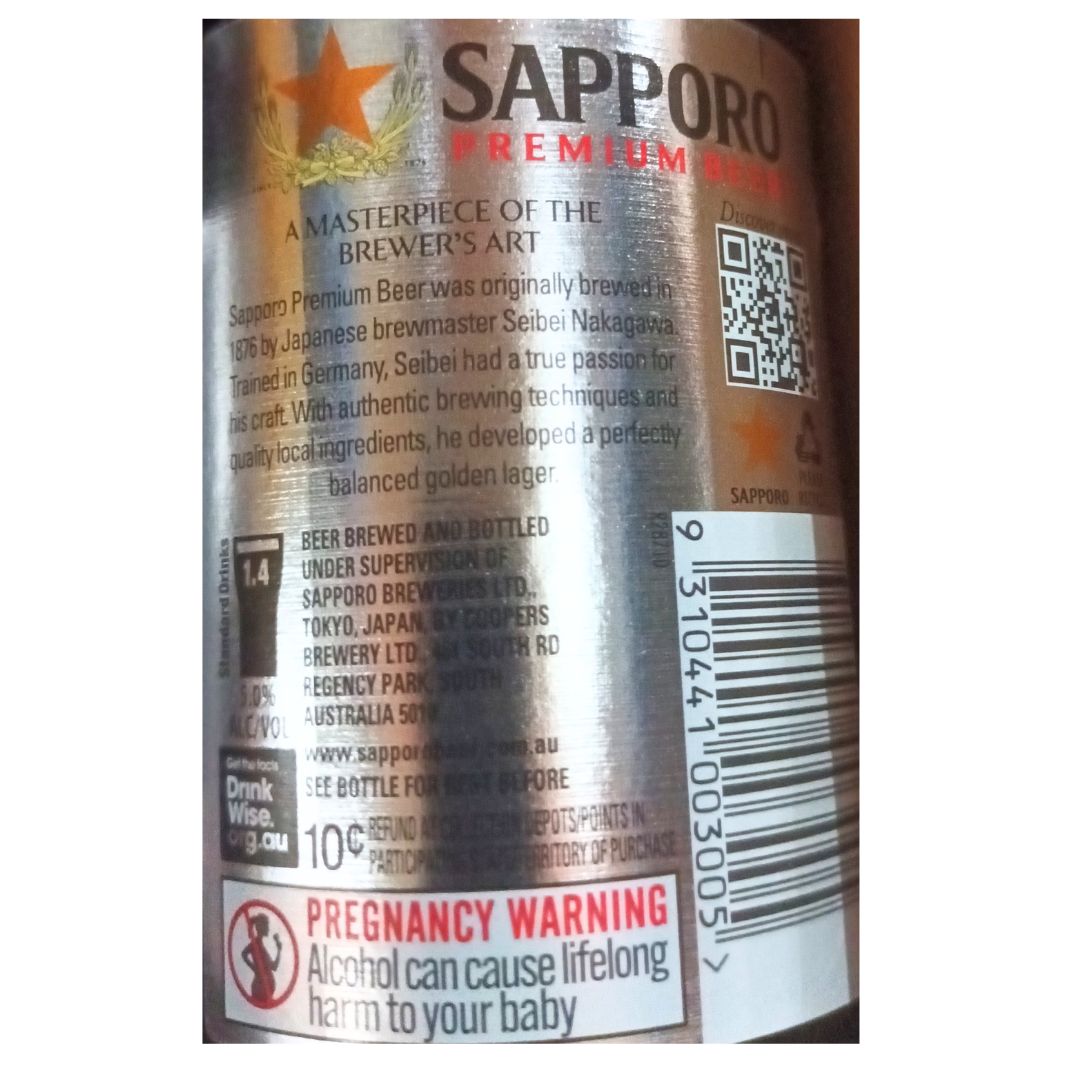 Sapporo Draft Beer 355ml x 6